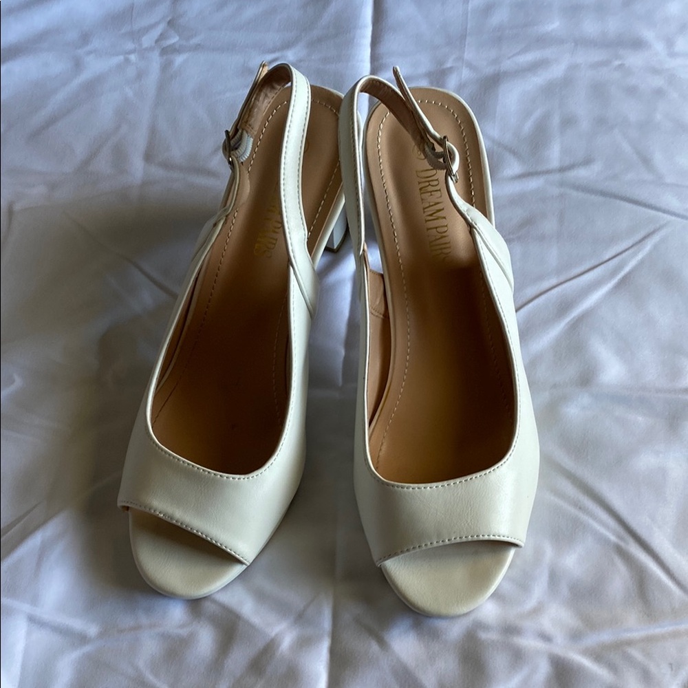 Dream Pairs Ivory Slingback Heels - Picture 1 of 6